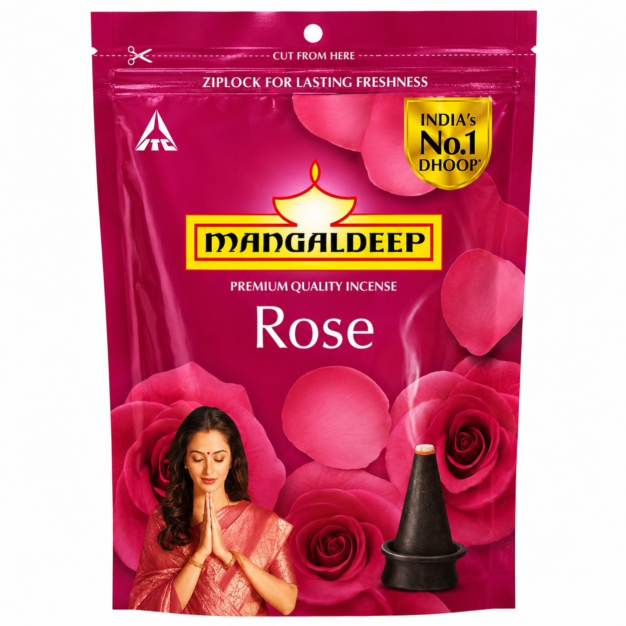 Mangaldeep Premium Quality Rose Incense Dhoop - 105g
