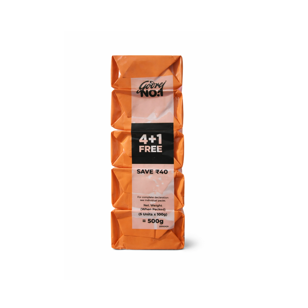 Godrej No.1 Sandal & Turmeric Bath Soap - 100g (4+1 Free)