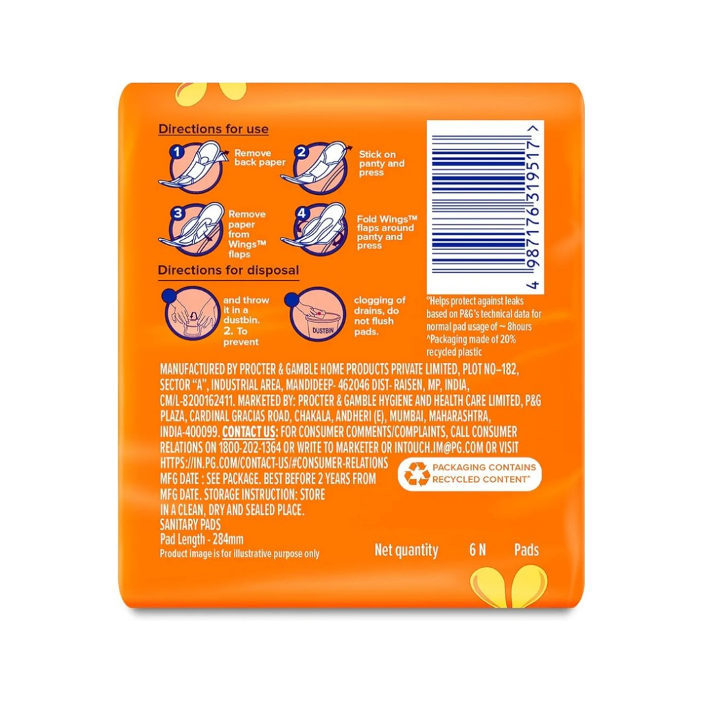 Whisper Choice Sanitary Pads for Women XL - 6N