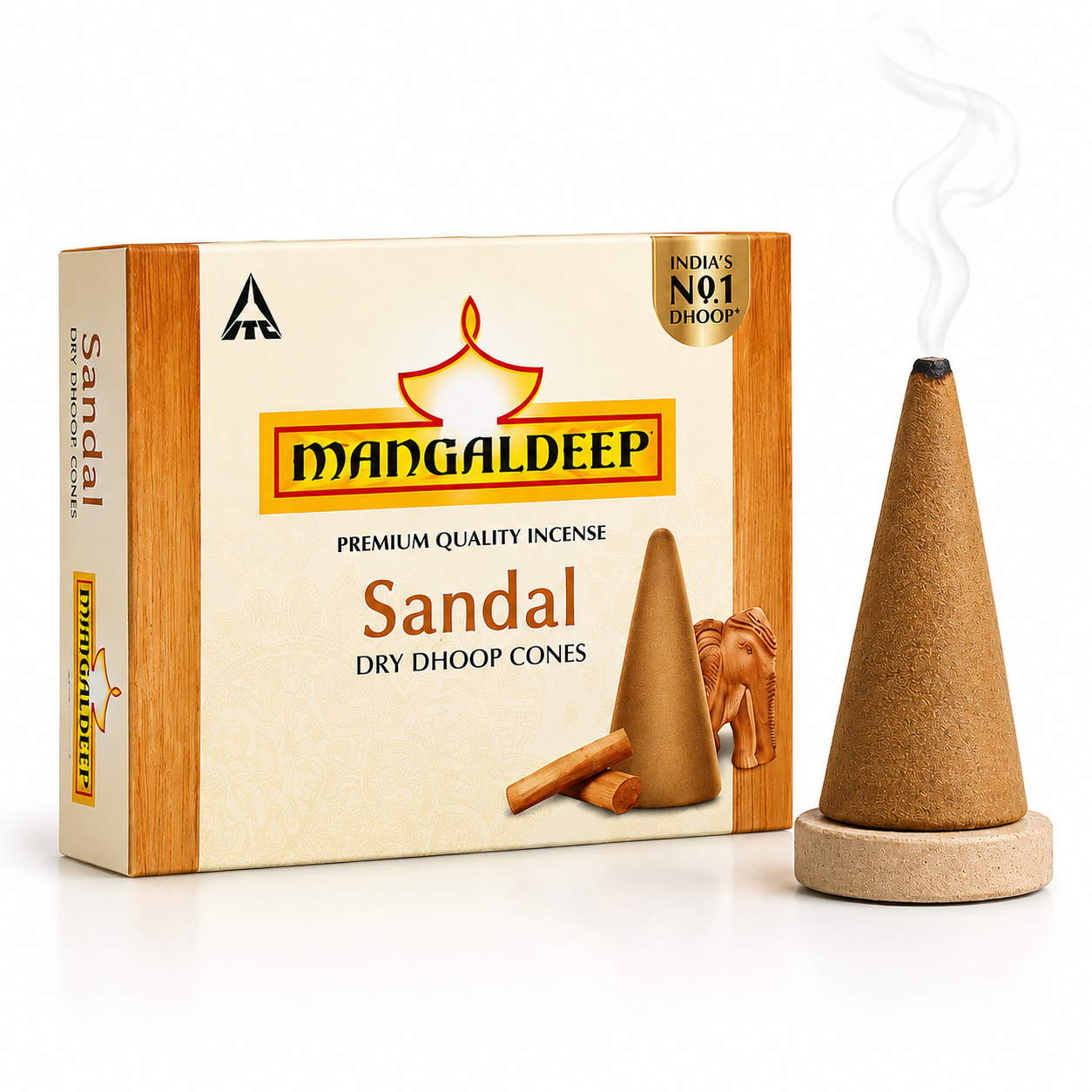Mangaldeep Sandal Dry Dhoop Cones - 25g