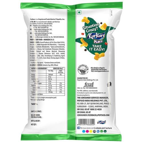 Kurkure Playz Yummy Cheese Puffcorn Namkeen - 58g