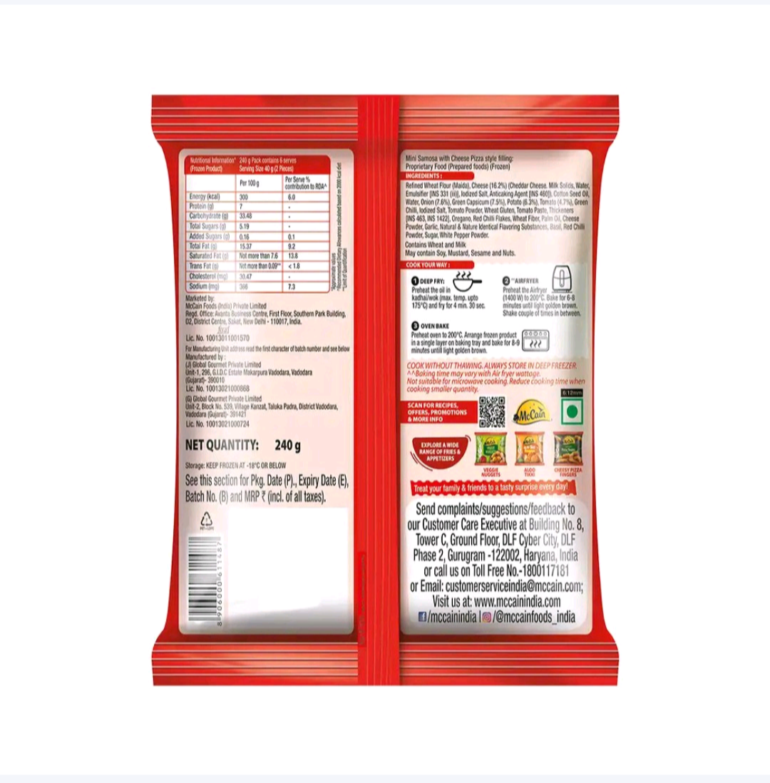 McCain Cheese Pizza Style Meni Samosa - 240g