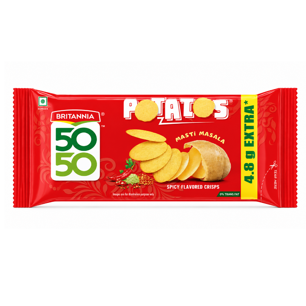 Britannia 5050 Potazos Masti Masala Spicy Flavoured Crisps - 28.8g