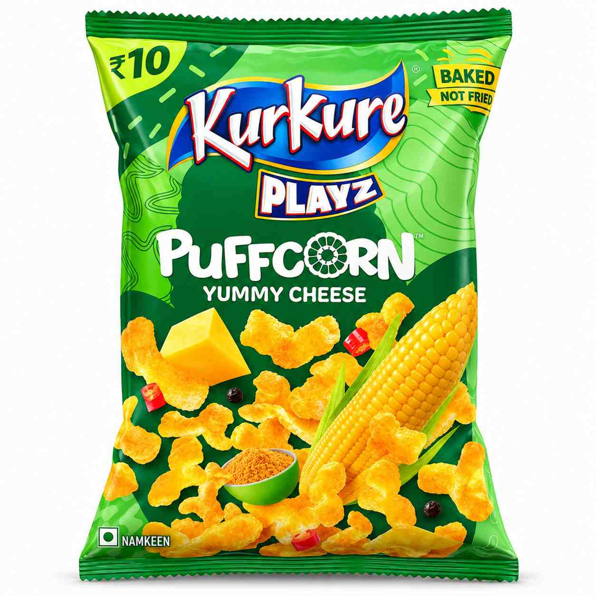 Kurkure Playz Yummy Cheese Puffcorn Namkeen - 31.2g