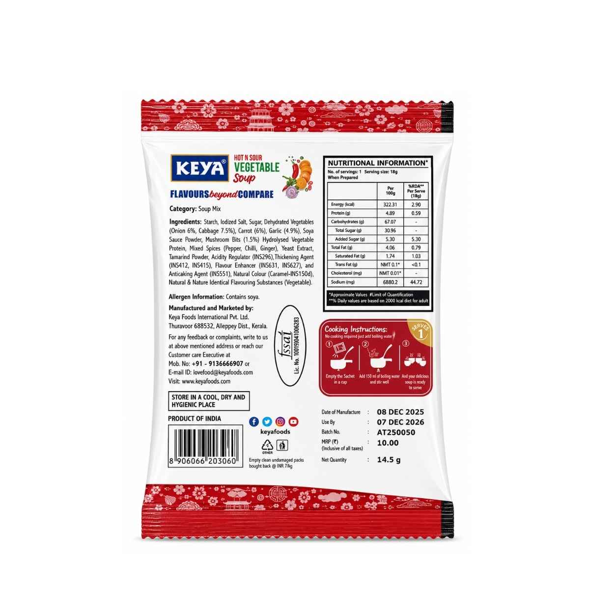 Keya Hot N Sour Vegetable Soup - 14.5