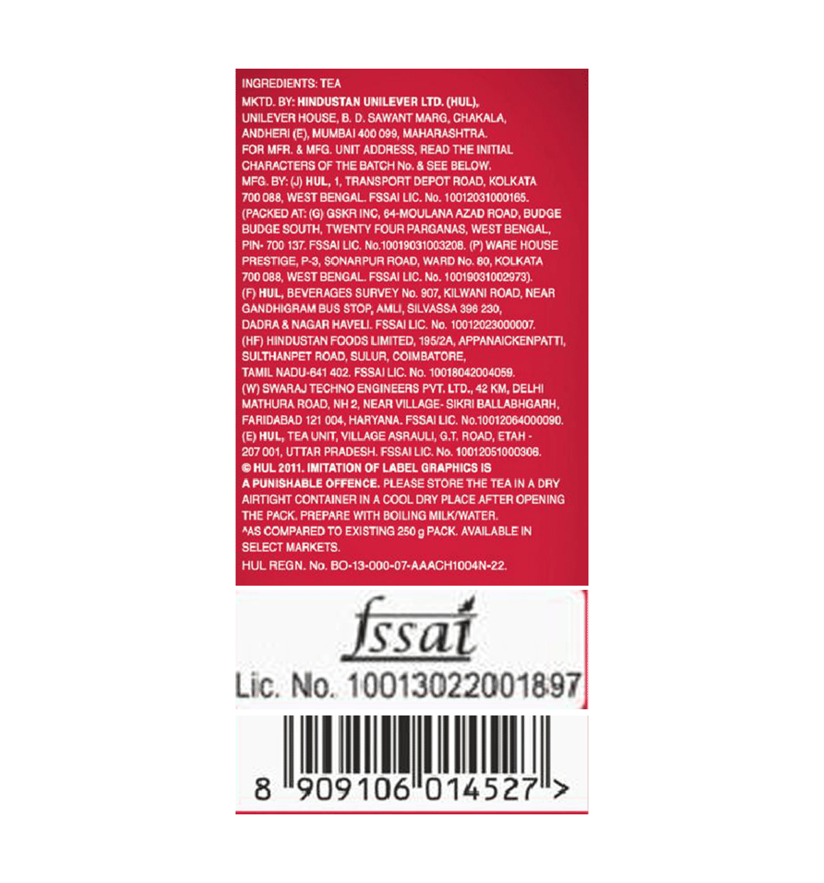 Brooke Bond Red Label Tea - 1 Pack - (250g)