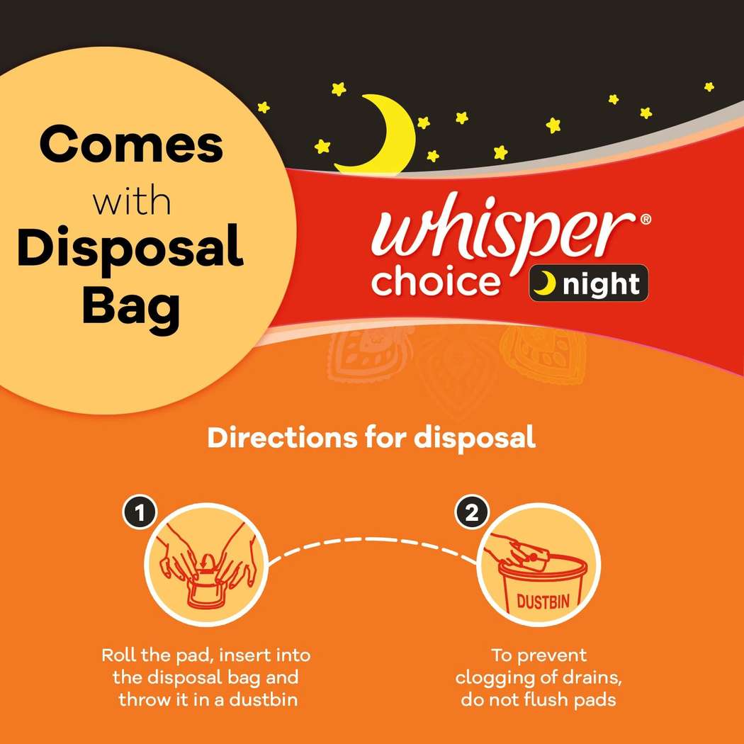 Whisper Choice Overnight Sanitary Pad For Women With Wings - XXL 6 Pads