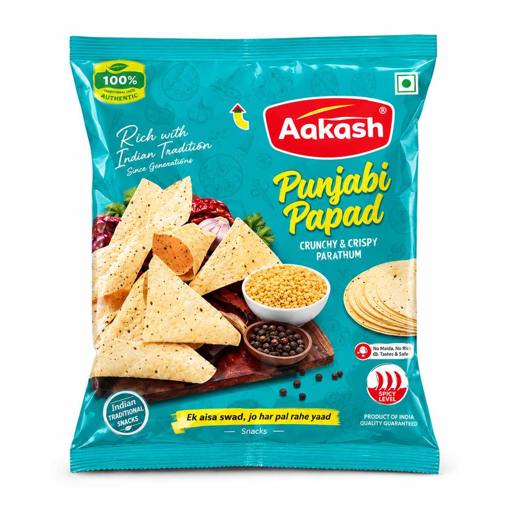 Aakash Punjabi Papad Crispy & Crunchy Papadum - 200g