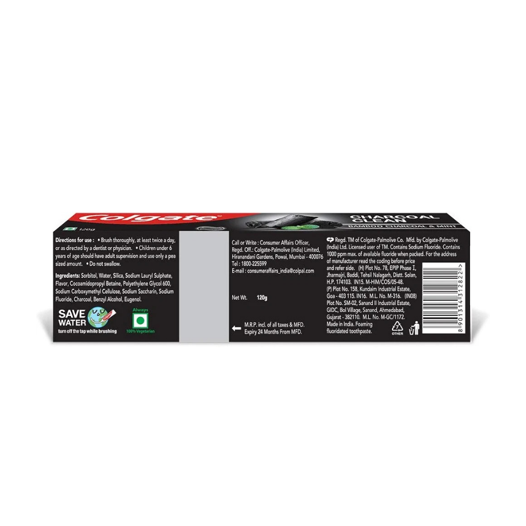 Colgate Charcoal Clean Black Gel Toothpaste, 120g