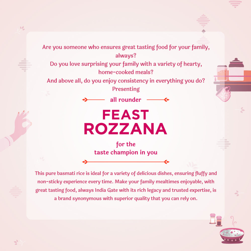 India Gate Feast Rozana Basmati Rice (Medium Grain) - 1kg