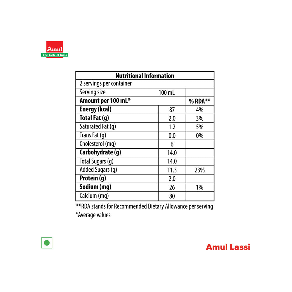 Amul Sweet Lassi Tetra Pack - 250ml