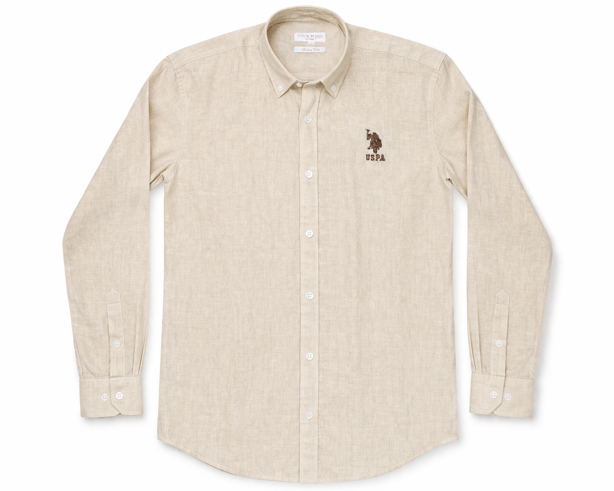 U.S. Polo Assn. Beige Linen Shirt – Summer Casual Shirt