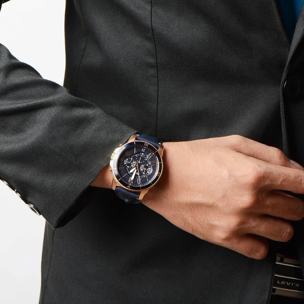 Fossil Men'S Grant Blue Leather Watch