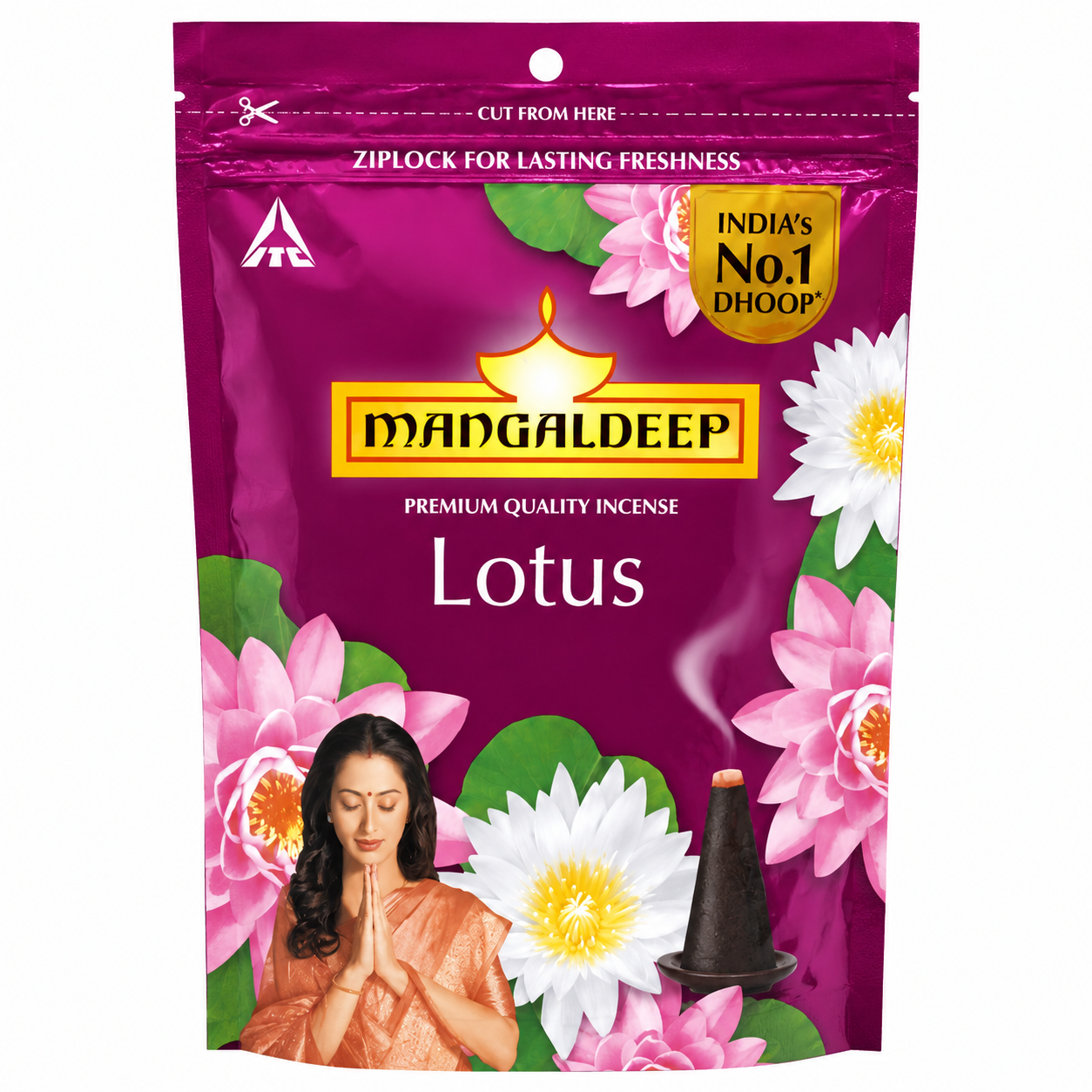 Mangaldeep Premium Quality Lotus Incense Dhoop - 105g