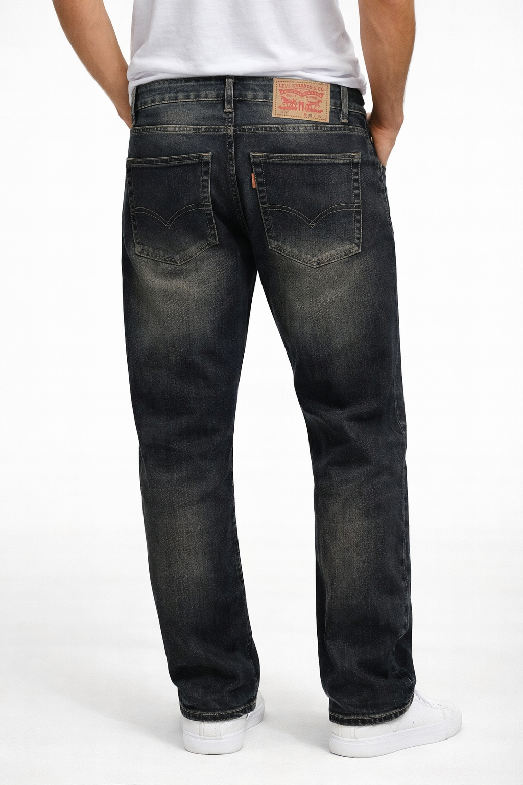 Levi's 555 Dark Blue Relaxed Straight Fit Mid Rise Jeans