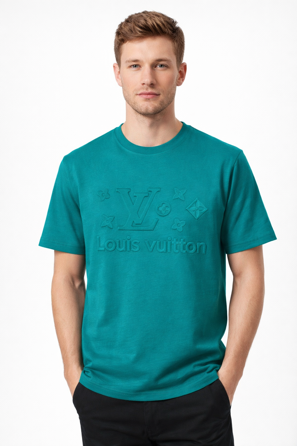 LOUIS VUITTON Regular Fit Round Neck Cotton T-Shirt