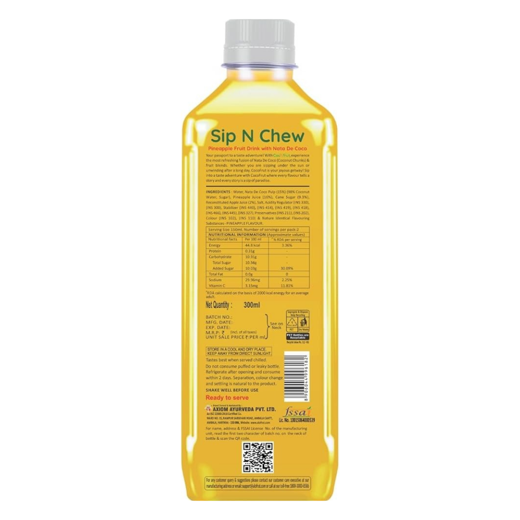 Coco Frut Pineapple Fruit Drink with Nata De Coco – 300ml