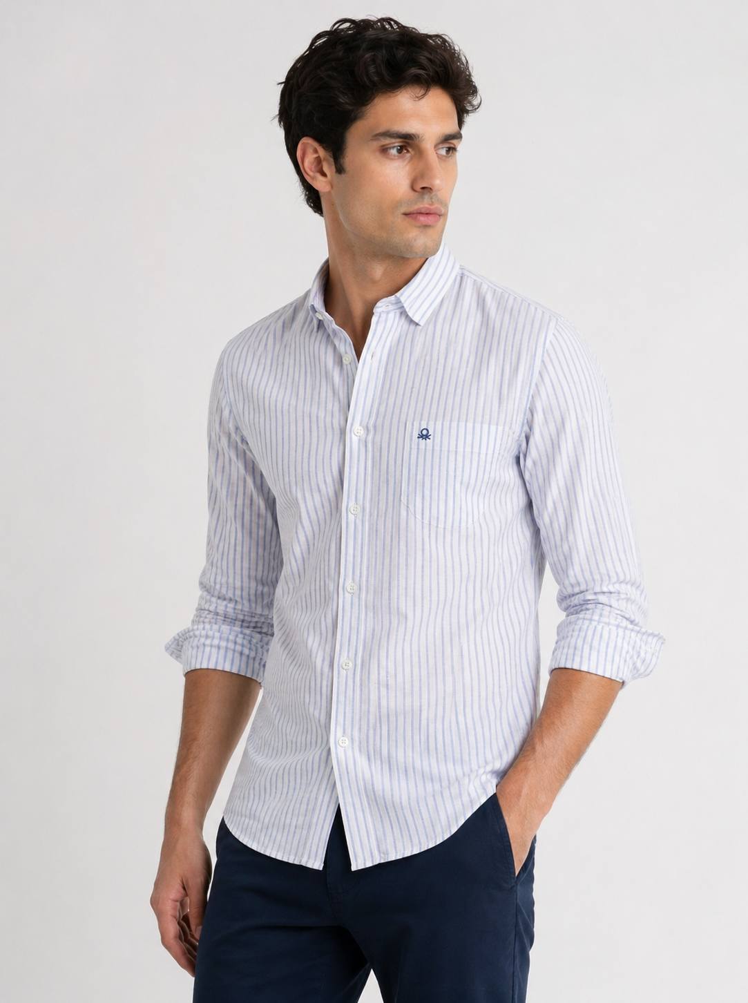 United Colors of Benetton Stripe Smart Fit Casual Shirt