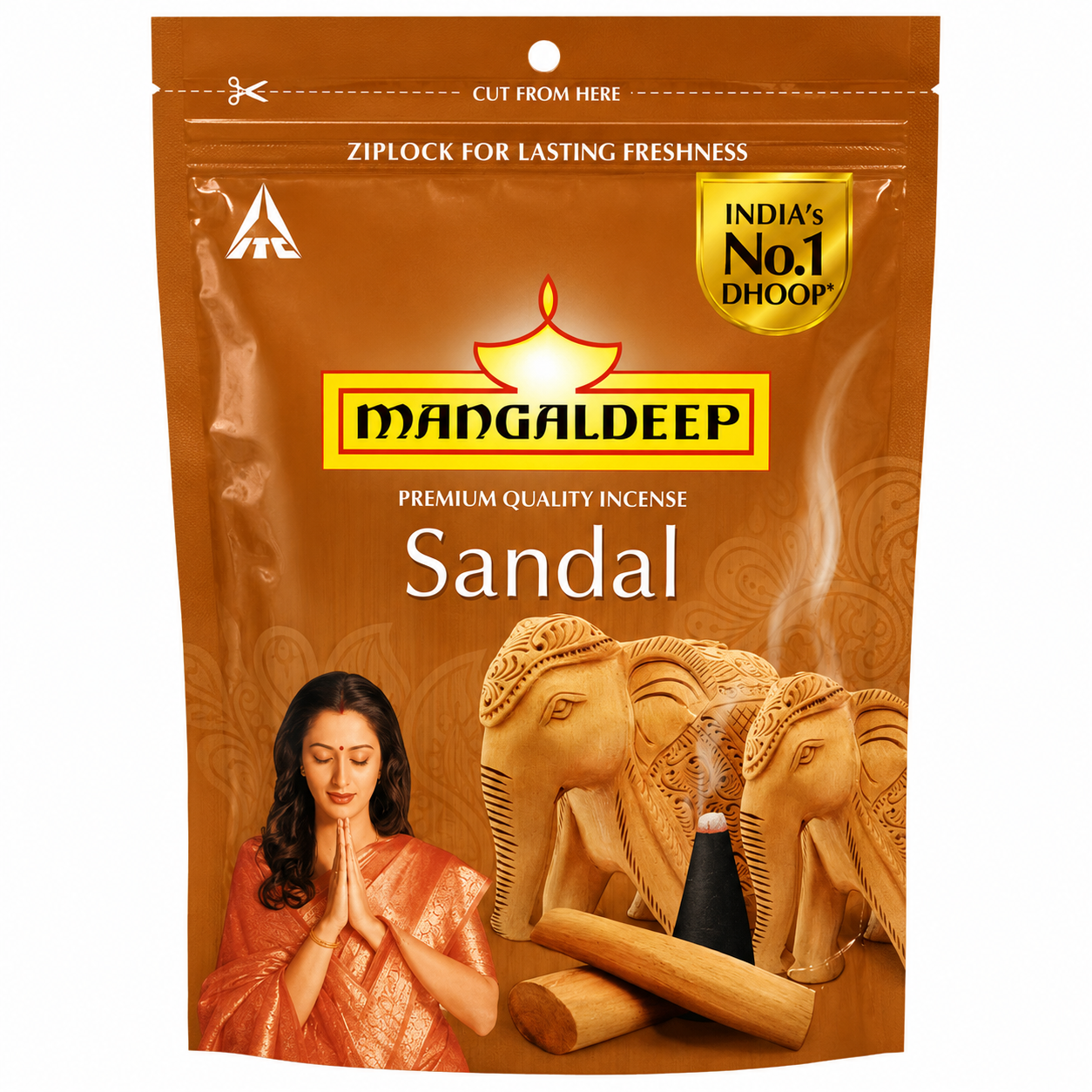 Mangaldeep Premium Quality Sandal Incense Dhoop - 105g