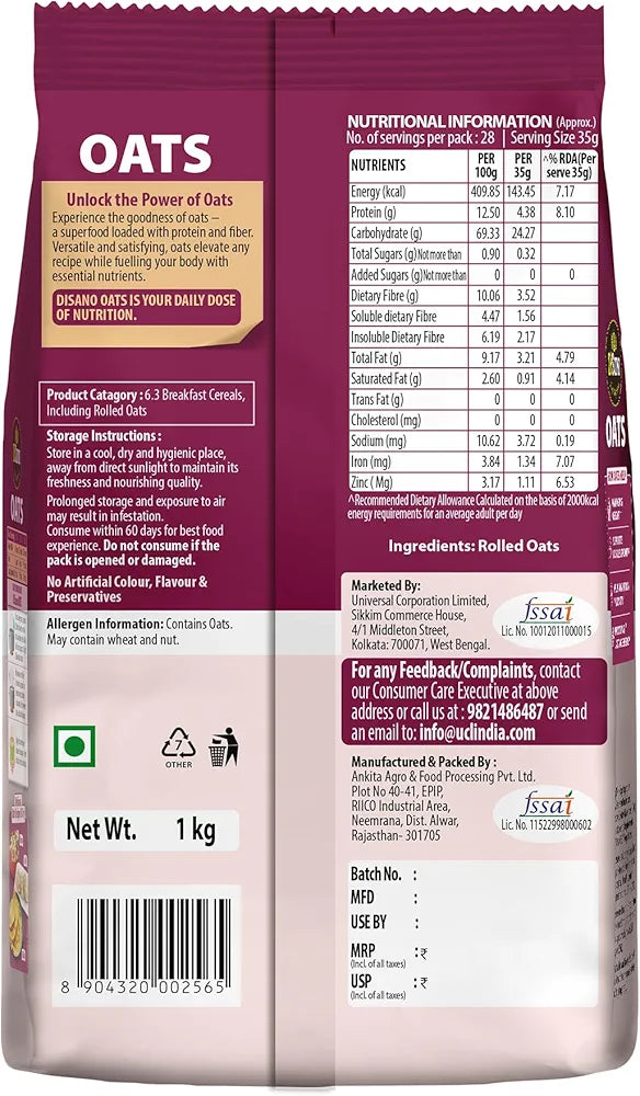 DiSano Whole Grain Oats - 1kg