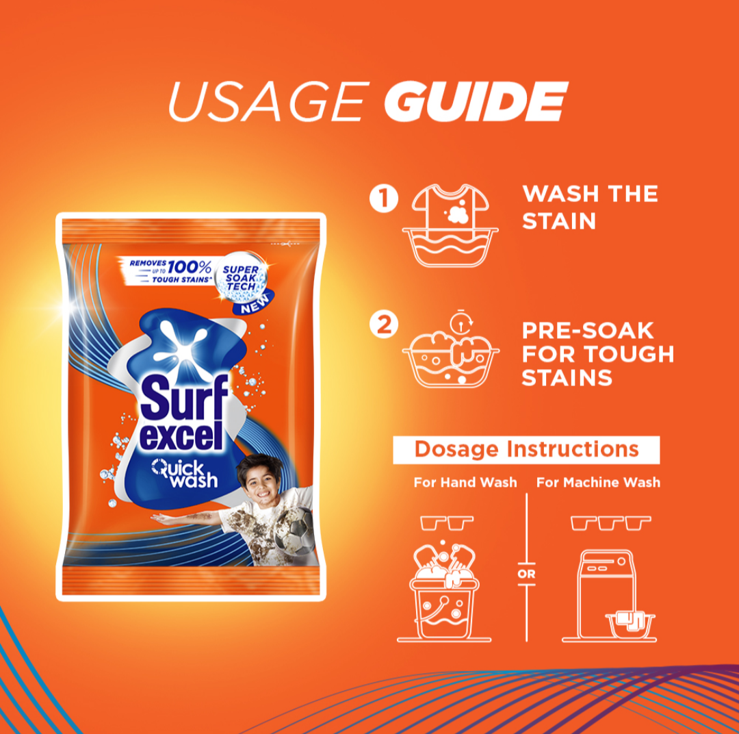 Surf Excel Quick Wash Detergent Powder - 1kg
