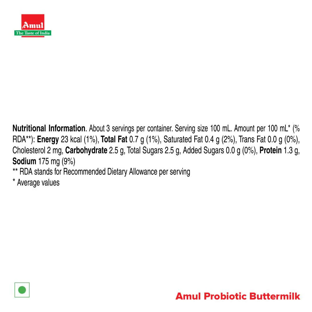 Amul Probiotic मसाला छाछ - 280ml