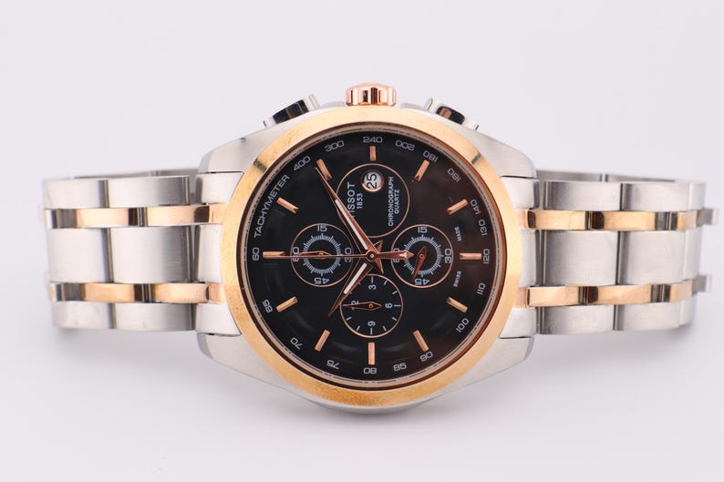 Tissot 1853 Black Dial with Rosegold Bezel (Two-Tone Strap)