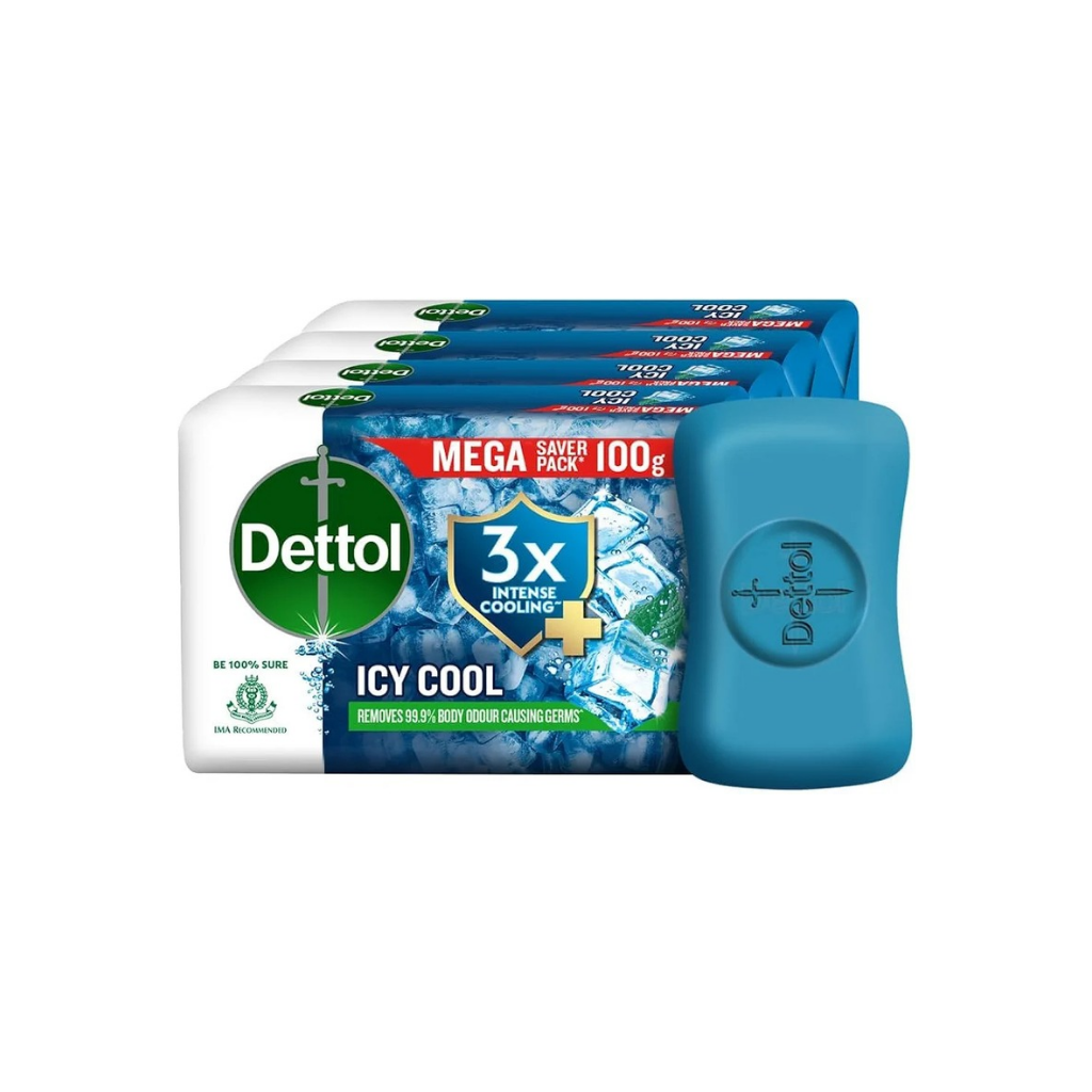 Dettol Icy Cool Bathing Soap Bar - (100g × 5)