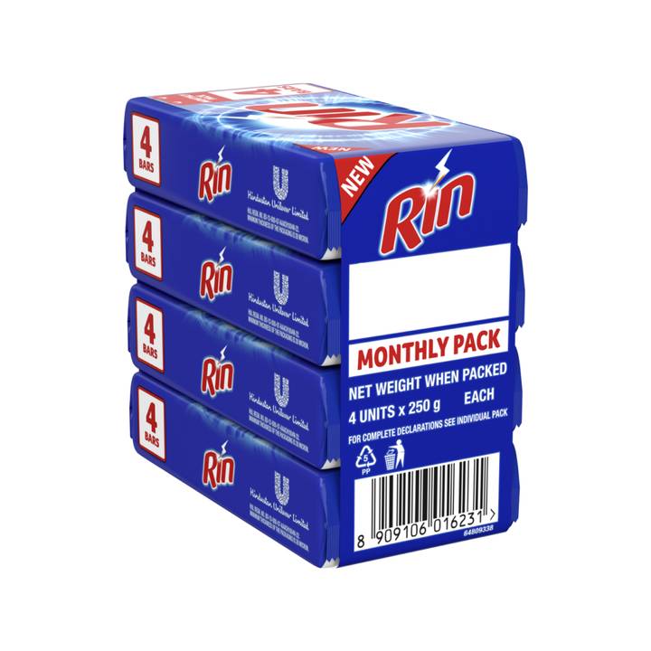 Rin Detergent Bar 4 Units × 250g