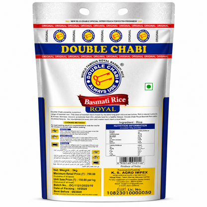 Double Chabi Royal Basmati Rice - 5kg