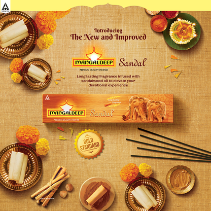 Mangaldeep Sandal Incense Sticks / Agarbatti - 14g