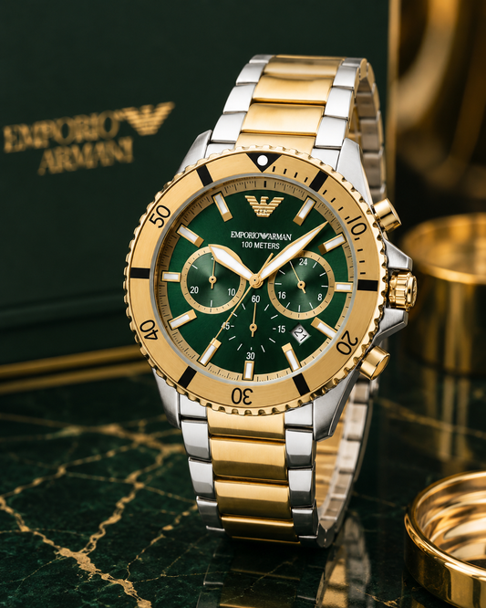 Emporio Armani Stainless Steel Analog Green Dial Men's Watch-Ar11586