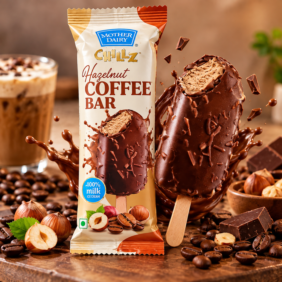 Hazelnut Coffee Bar Mother Dairy - 75ml