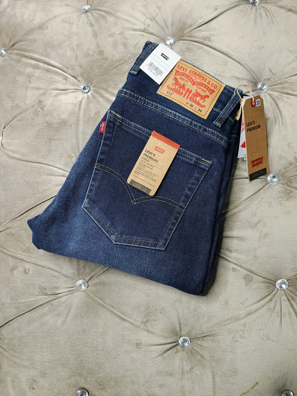 Levis Mens 505 Mid Rise Straight Fit Cotton Stretch Blend Jeans