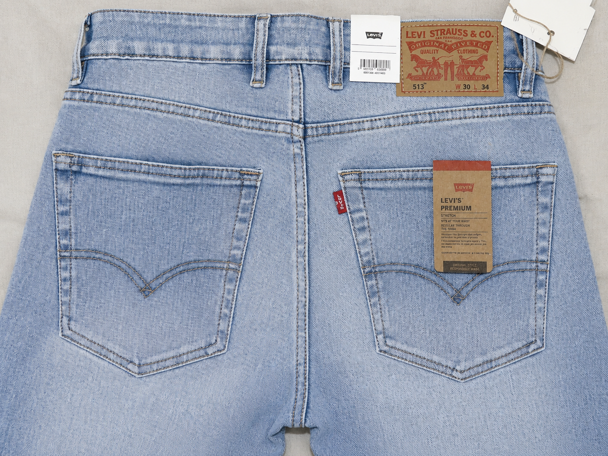 Levis Mens 505 Mid Rise Straight Fit Cotton Stretch Blend Jeans