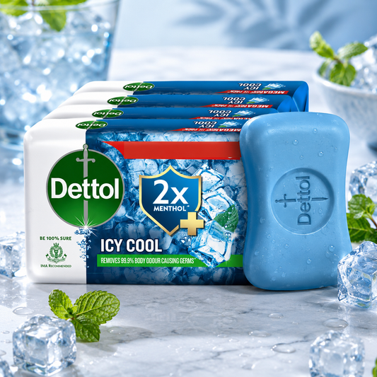 Dettol Icy Cool Bathing Soap Bar - 4×150g