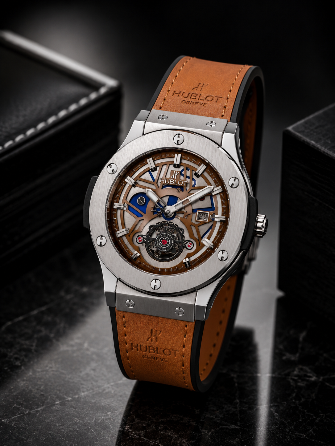HUBLOT
Classic Fusion Chronograph  Golden Brown Leather belt