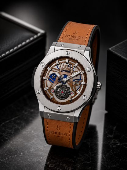 HUBLOT
Classic Fusion Chronograph  Golden Brown Leather belt