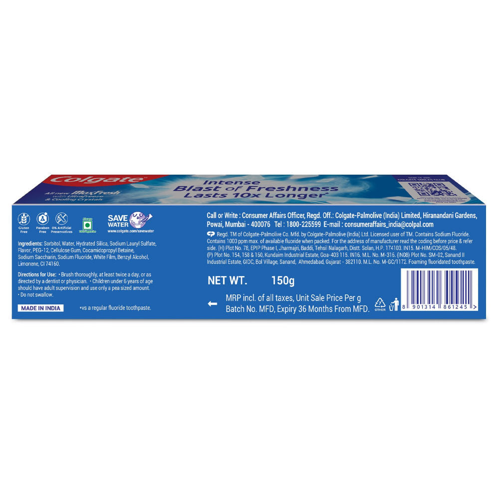 Colgate MaxFresh Peppermint Ice Gel Toothpaste 150g