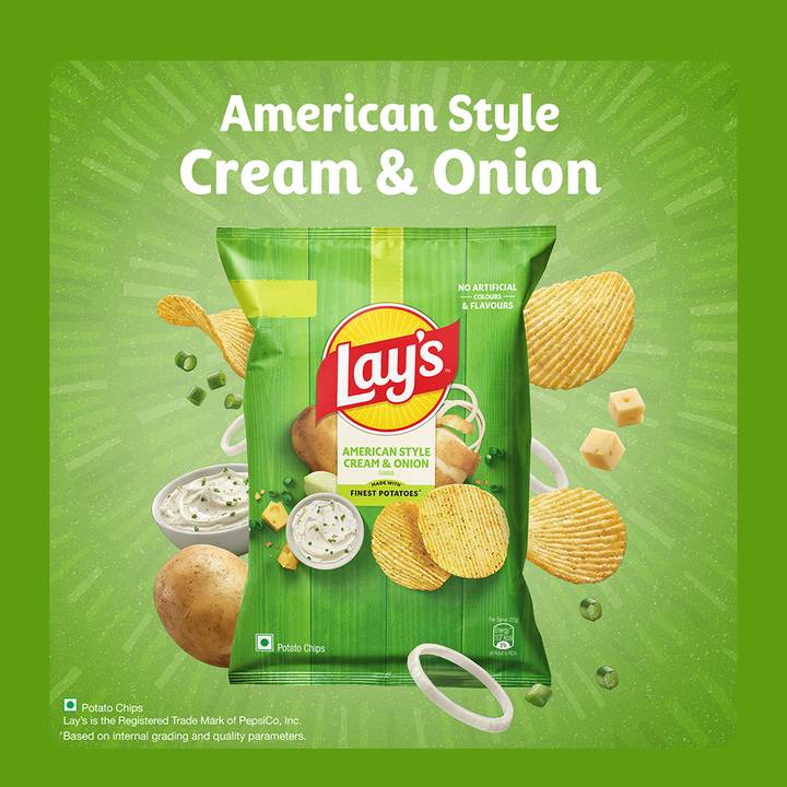 Lays American Style Cream & Onion Flavour - 52.9g
