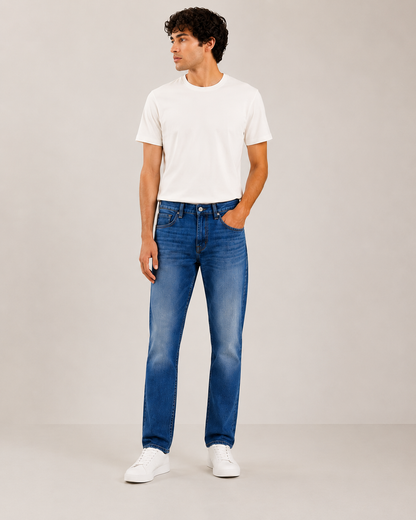 Levis Mens 505 Mid Rise Straight Fit Cotton Stretch Blend Jeans