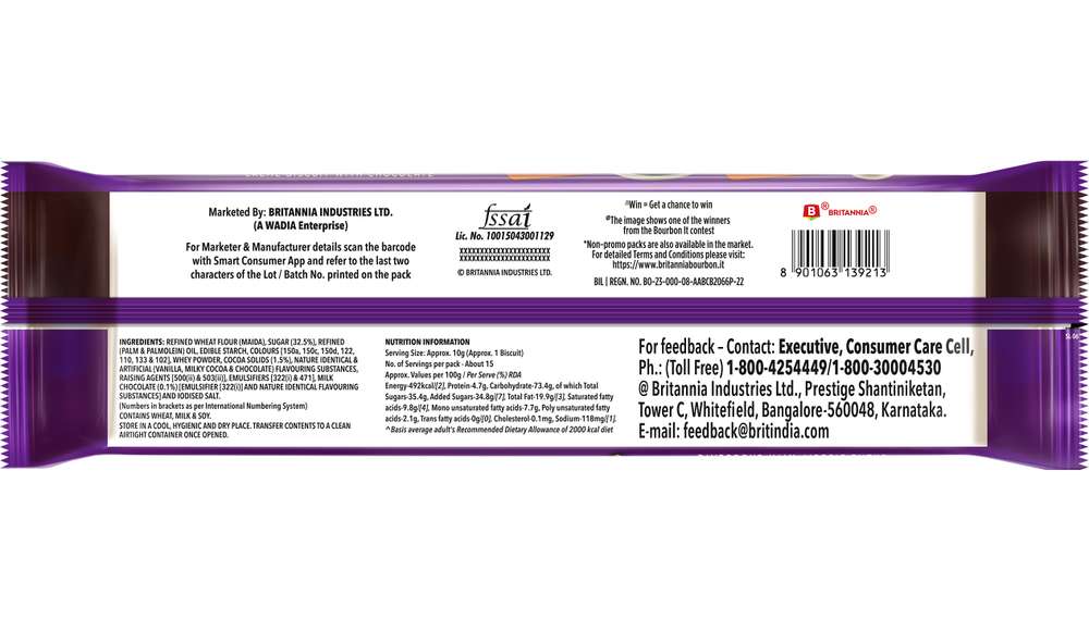 Britannia Bourbon Cream Sandwich Biscuit (150g)