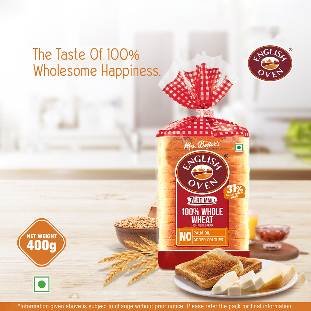 English Oven Zero Maida 100% Whole Wheat Bread - 400g