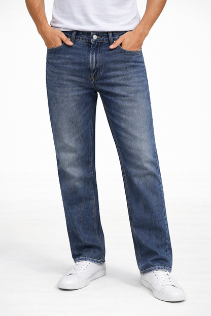 Levi's 555 Dark Blue Relaxed Straight Fit Mid Rise Jeans