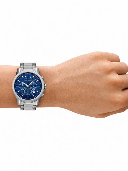 Armani Exchange Stainless Steel Analog Blue Dial Men Watch, Silver Band
AX1731