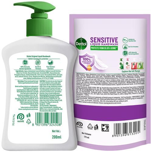 Dettol Original Liquid Handwash, 200 ml (Get Liquid Handwash 175 ml Refill Pack Free)