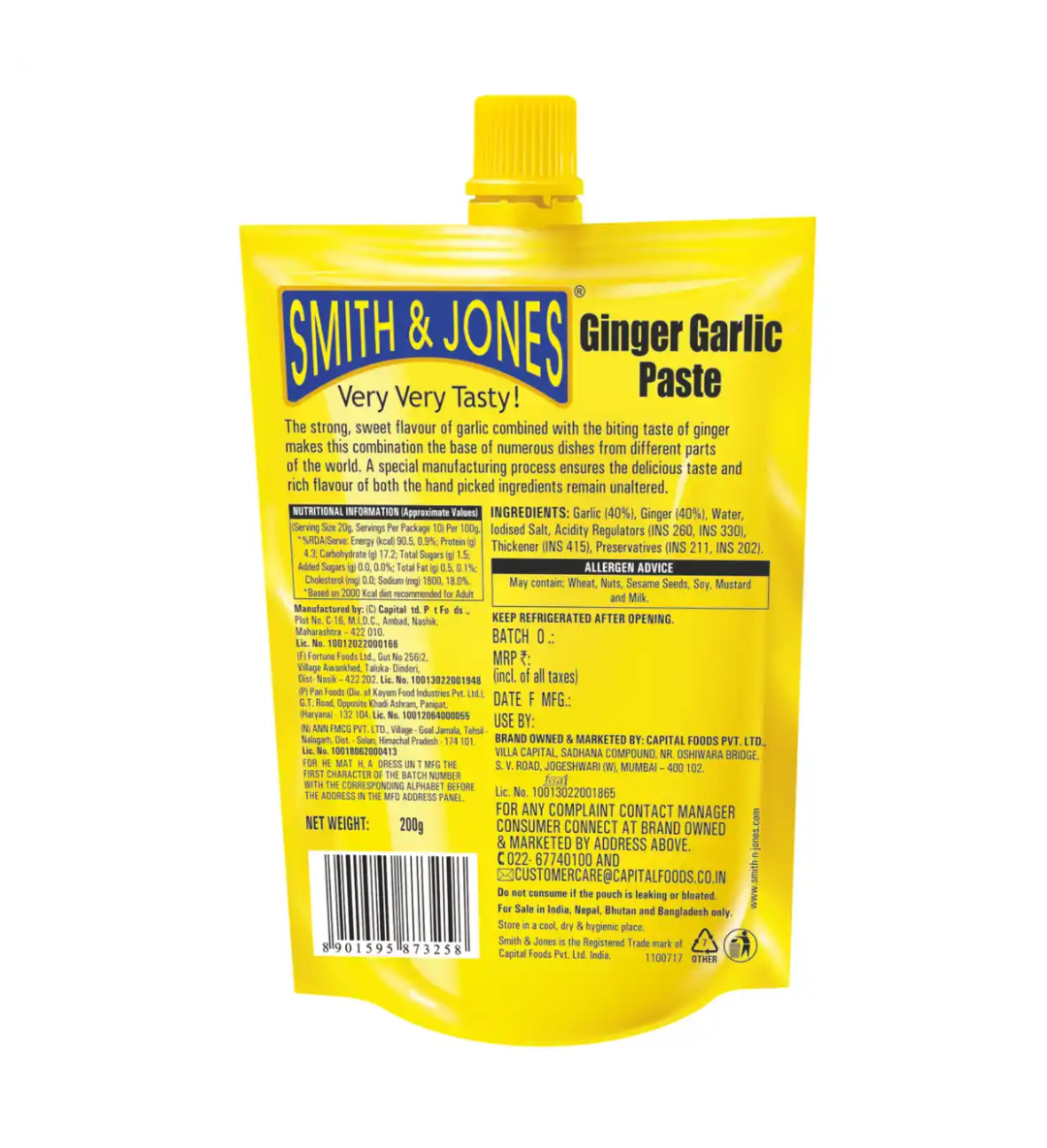 Smith & Jones Ginger Garlic paste - 200g