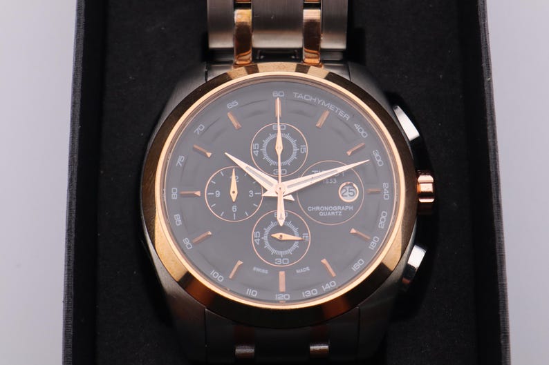 Tissot 1853 Black Dial with Rosegold Bezel (Two-Tone Strap)