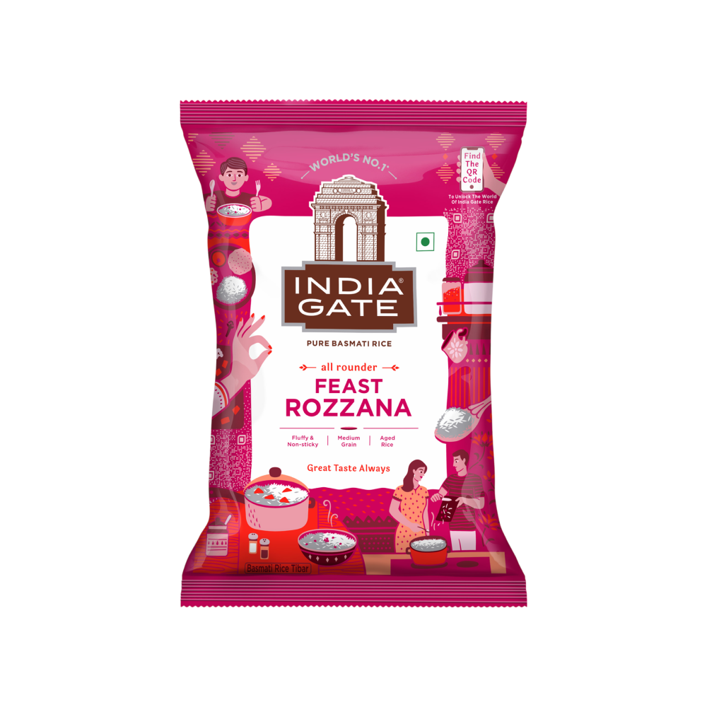 India Gate Feast Rozana Basmati Rice (Medium Grain) - 1kg