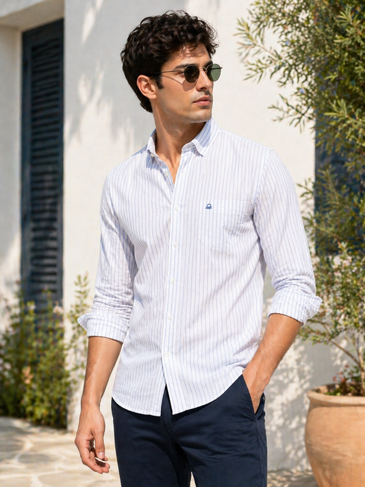 United Colors of Benetton Stripe Smart Fit Casual Shirt